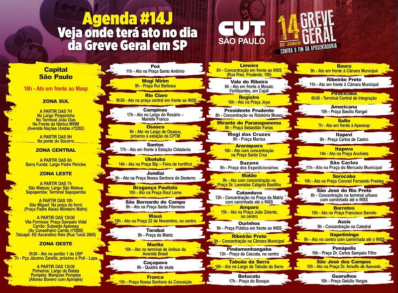 Lista atualizada Greve Geral